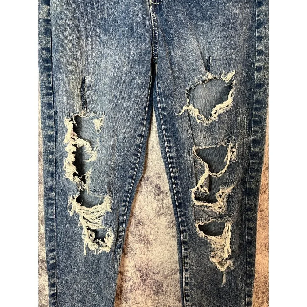 So High Rise Mom Jean Blue Denim Ultra Deconstructed Straight Tapered Jeans 0/24